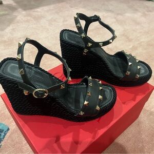 Valentino Black Wedge Sandals size 39